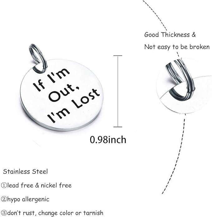 Gzrlyf Pet ID Tag Engraved If I’m Out I’m Lost Pet Tags for Dog Cat