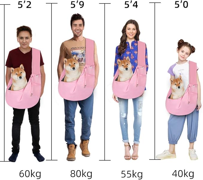 FDJASGY Small Pet Sling Carrier-Hands Free Reversible Pet Papoose Bag Tote Bag with a Pocket Safety Belt Dog Cat for Outdoor Travel Pink