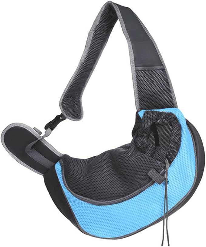 Pet Dog Sling Carrier, Up to 15lb, Breathable Mesh Adjustable Puppy Sling Carrier Hand Free for Small Dog Cat Rabbit, L, Sky Blue