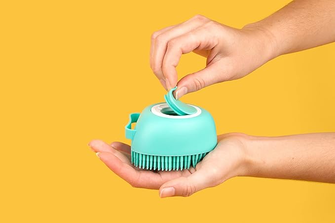 Luxurious Dog Bath Brush Scrubber - Soft Silicone Dog Shampoo Brush Combo for Pet Grooming, Bathing, & Massage Dispensing - Extreme Lather Dog Shower Brush (Green) by Crazy Piper
