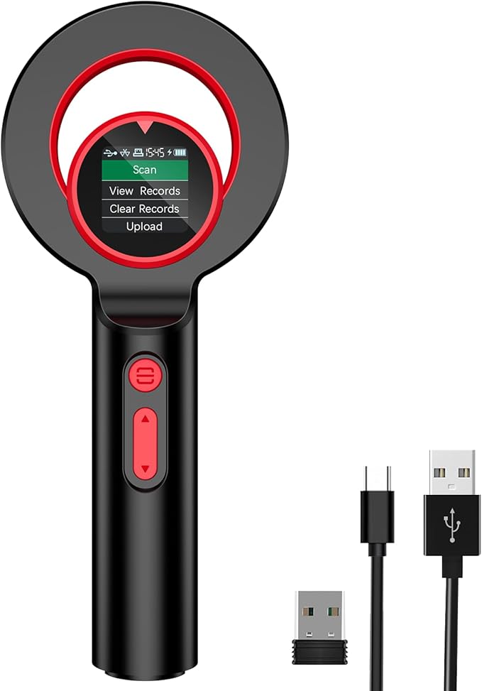 Symcode Pet Microchip Scanner, ISO11784/85/FDX-B/EMID (2.4GHz Wireless+Bluetooth+USB) All in one 1.44” TFT Screen Display 240 Data Storage Upload to PC Microchip Scanner Reader for Dog/Pet/Cat/Animal