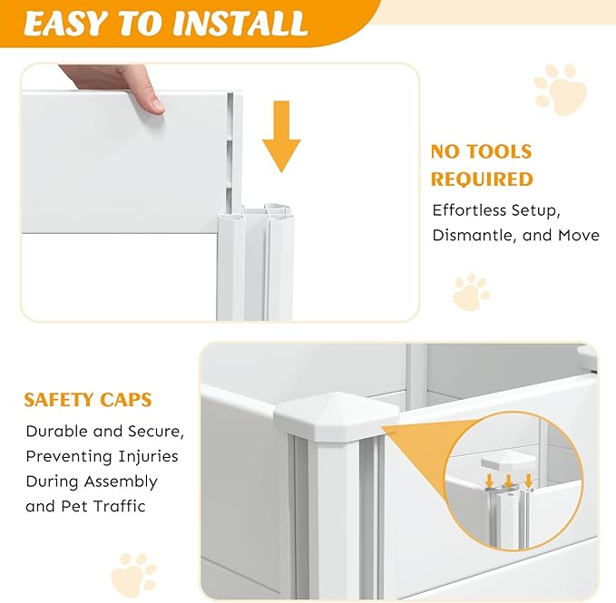 Whelping Box for Dogs, PVC Waterproof & Rustproof Puppy Playpen with Adjustable Height Door, Puppy Whelping Supplies & Raised Garden Bed, Easy Assembly, Indoor/Outdoor Use, 48x48x18in