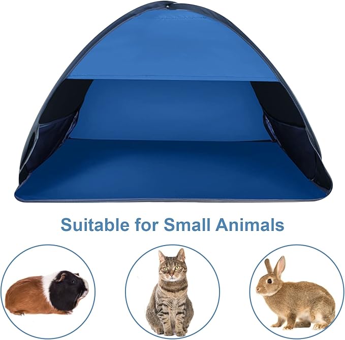 Pop Up Beach Sun Tent, 1 Pack Foldable Pop Up Beach Tent Sun Shelter for Anti-UV Windproof Face Head Shade Protection Tent for Outdoors Camping Picnic Beach, Black Glue Blue L