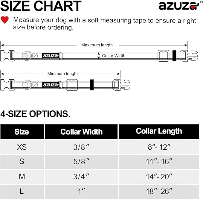 azuza 3 Pack Fruit Design Dog Collars Comfortable and Adjustable Nylon Dog Collars for Medium Dogs, M (14-20inch),Strawberry,Lemon and Cherry