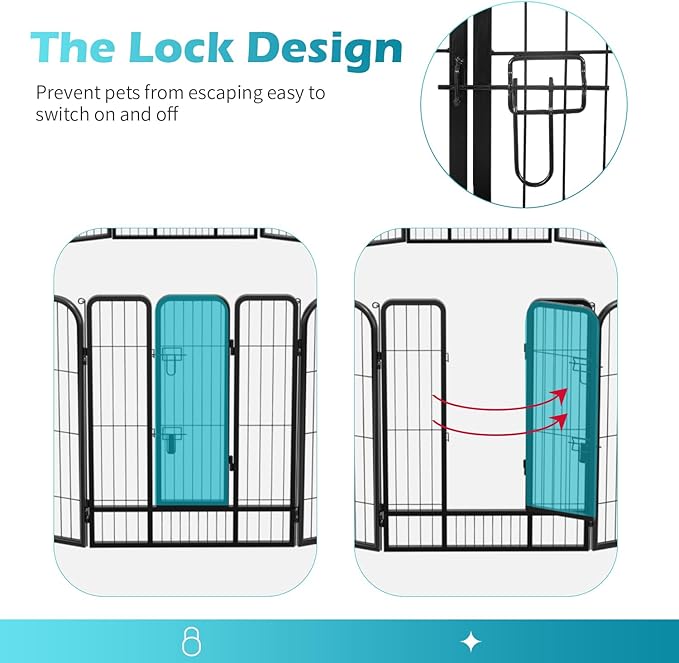 FDW Dog Playpen Dog Pen Dog Kennel 32 Panels 40 Inch Hight Indoor Outdoor Folding Metal Portable Puppy Exercise Pen Heavy Duty Dog Fence for Yard Camping,Black