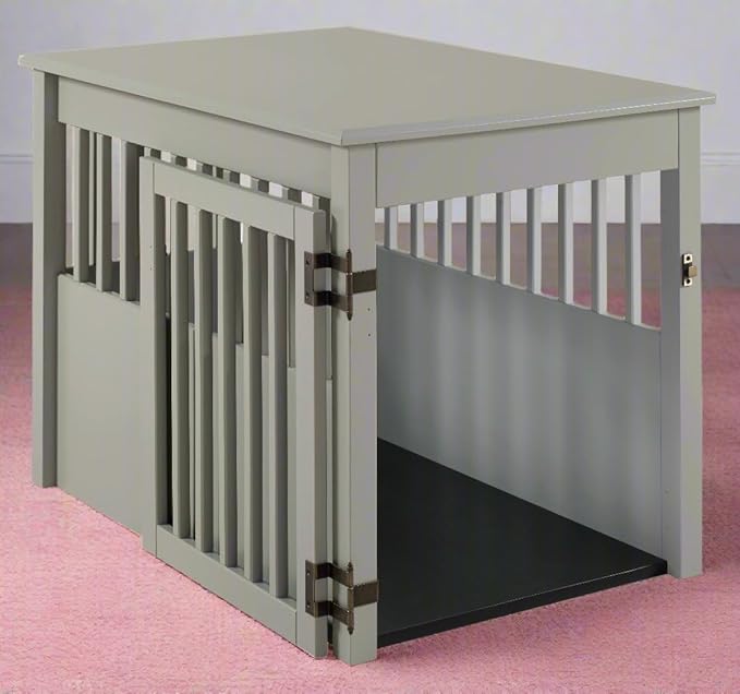 BarkWood Large Pet Crate End Table - Grey Finish