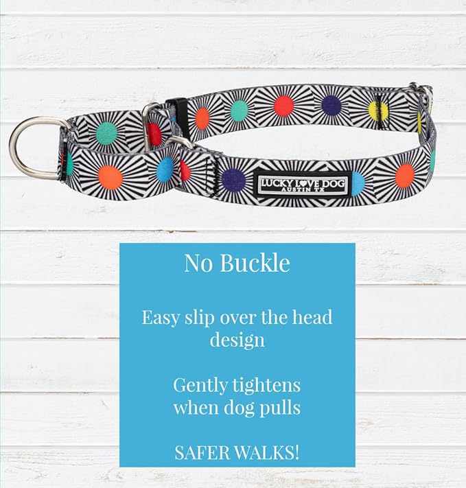 Lucky Love Dog, Adjustable Fun Style Martingale Collar for Dogs, Comfy & Bright Color, Premium No Slip Dog Collar - (Medium, SOCO Mart)