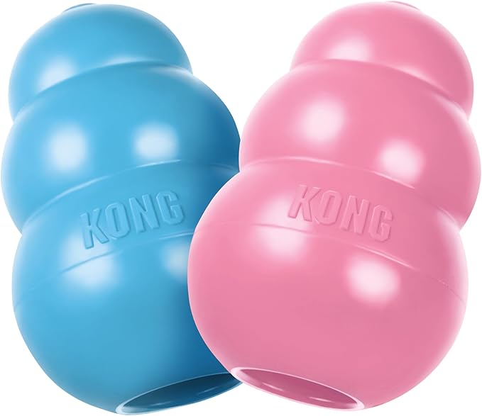 KONG Puppy - Natural Teething Rubber Chew Toy for Dogs - Stuffable Dog Toy for Extended Playtime - Chew & Fetch Toy for Puppies - for Large Puppies - Blue