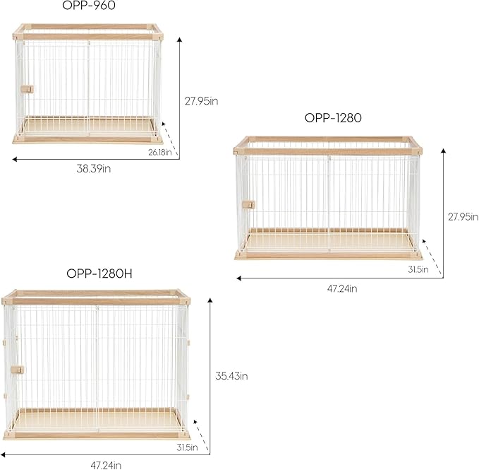 USA Medium Dog Crate, Dog Kennel Indoor with Sliding Door & Bottom Tray, Dog Cage, Wire Pet Pen with Bottom Tray, Stylish Wood-Like Trim, Light Brown