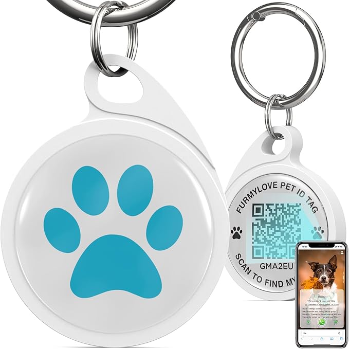 QR Code Dog Tag, Smart ID Tags, Dog Tags Personalized Lightweight Silent ID Tag for Kids Pets Bags Keys, Blue