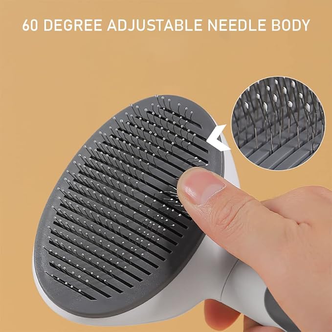 Self-Cleaning Slicker Brush Comb - Best Pet Cat Dog Grooming Long Short Hair - Shedding Loose Undercoat Tangled Haired Removes Tool - Gray