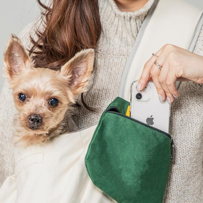 Ollie&Bonnie Dog Sling Carrier for Small Dogs, Hands-Free Design, Floor Support Pad, Cushioned Adjustable Shoulder Strap, Suitable for Puppies and Pets.