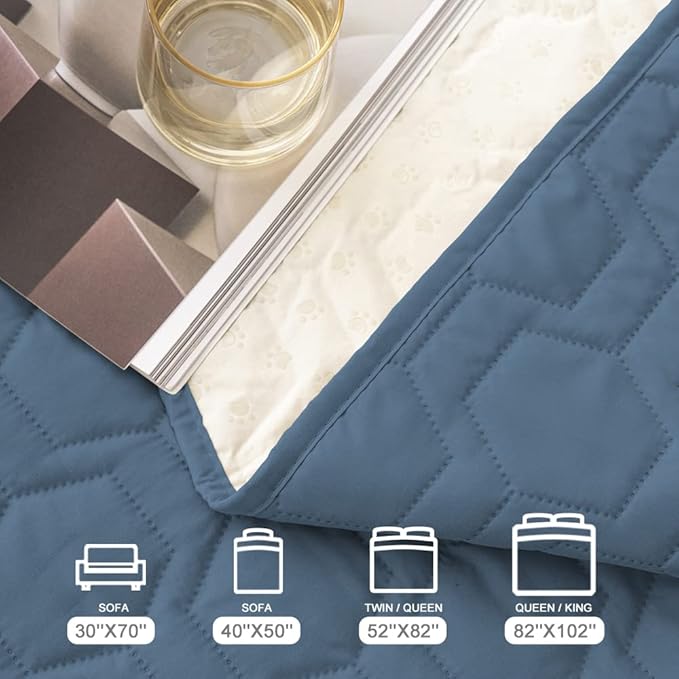 Waterproof and Non-Slip Dog Bed Cover and Pet Blanket Sofa Pet Bed Mat ,car Incontinence Mattress Protectors Furniture Couch Cover for Most Cats Dogs,Pets(82x102- Navy Blue)