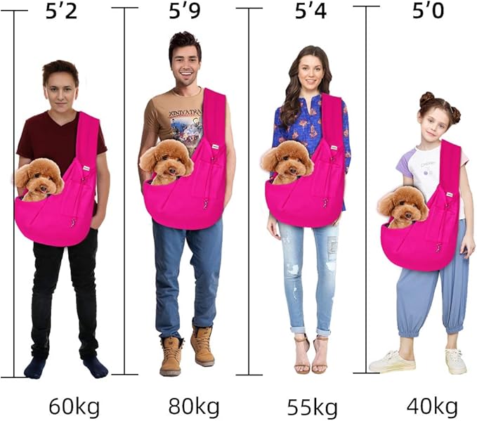 FDJASGY Small Pet Sling Carrier-Hands Free Reversible Pet Papoose Bag Tote Bag with a Pocket Safety Belt Dog Cat for Outdoor Travel Rose Red