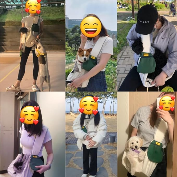 Ollie&Bonnie Dog Sling Carrier for Small Dogs, Hands-Free Design, Floor Support Pad, Cushioned Adjustable Shoulder Strap, Suitable for Puppies and Pets.