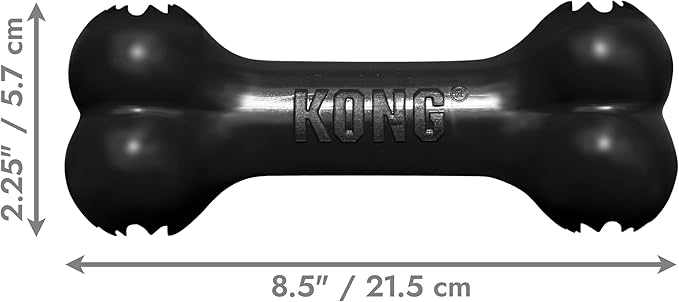 KONG - Extreme Goodie Bone - KONG's Most Durable Natural Rubber Dog Bone for Power Chewers - Black - For Large Dogs