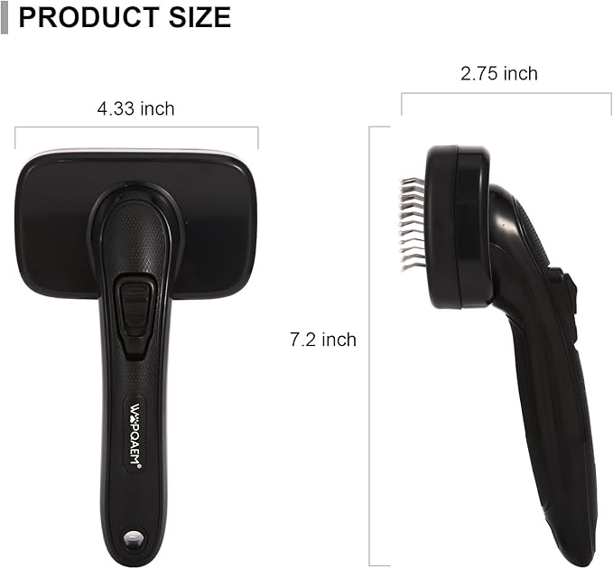 Pet Self Cleaning Slicker Brush for Grooming & Shedding Small Medium Large Dog Cat - Remove Loose Fur, Knot, Undercoat. Suitable for Long Short Hair Lengths sensitive Animals, Black