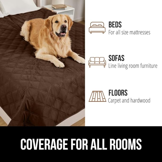 Gorilla Grip 100% Waterproof Dog Blanket, Pet Friendly Sofa Throw Essential for Small Pets, Dogs, Cats, Tear and Slip Resistant Leakproof Couch Cushion Cover for Indoor Furniture, 30x70 Chocolate