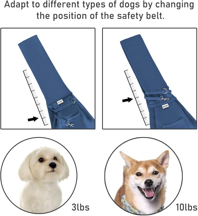 FDJASGY Small Pet Sling Carrier-Hands Free Reversible Pet Papoose Bag Tote Bag with a Pocket Safety Belt Dog Cat for Outdoor Travel Navy Blue