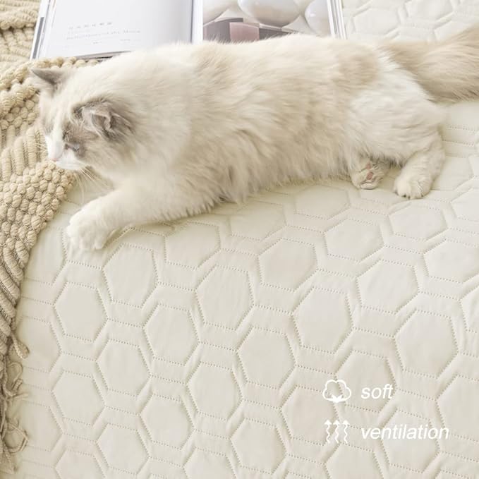 Waterproof and Anti-Slip Dog Bed Cover and Pet Blanket Sofa Pet Bed Mat ,car Incontinence Mattress Protectors Furniture Couch Cover for Most Cats Dogs, Pets(40x50-Ivory)