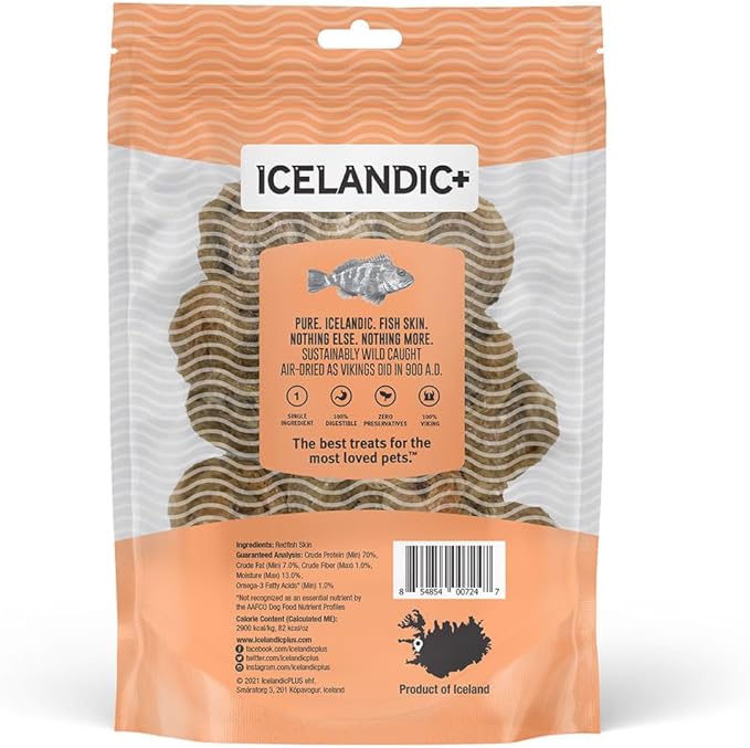 Icelandic+ Redfish Skin Rolls Dog Treat 3-oz Bag