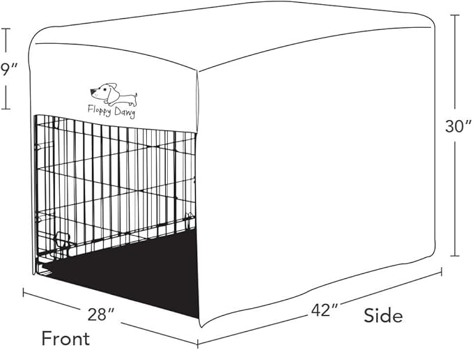 Floppy Dawg Crate Cover. Fits 42 Inch Dog Crates or Smaller. Easy to Put On, Take Off, and Adjust. Doubles as a Comfy Blanket. Slate Gray Lightweight and Breathable Polar Fleece