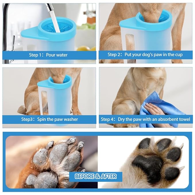 Portable Paw Washer - Fast Clean Foot Cleaner for Small, Medium and Large Dogs and Cats