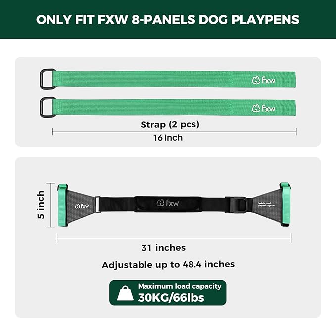 FXW Effort-Saving & Easy-Carry Shoulder Straps, Fit 8-Panel of All Heights Dog Playpen, Designed for RV Trips │Patented