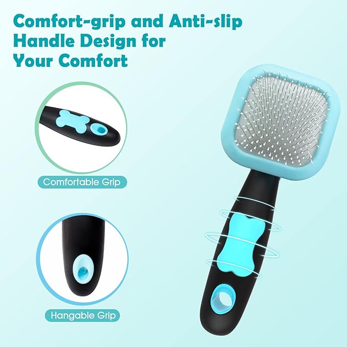 Slicker Brush, PETPAWJOY Dog Brush Gently Cleaning Pin Brush for Shedding Dog Hair Brush for Small Dogs Puppy Yorkie Poodle Rabbits Cats