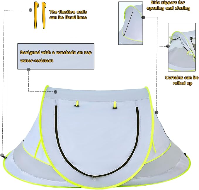 ZIQINPSQ Foldable Cat Tent with Sunshade, Mesh Windows & Curtains,Portable Pet Playpen Cat Cage Cat Enclosure Tent,Outdoor Cat Enclosures for Camping, Traveling, Sunbathing (Grey, 55" LX35 WX25 H)