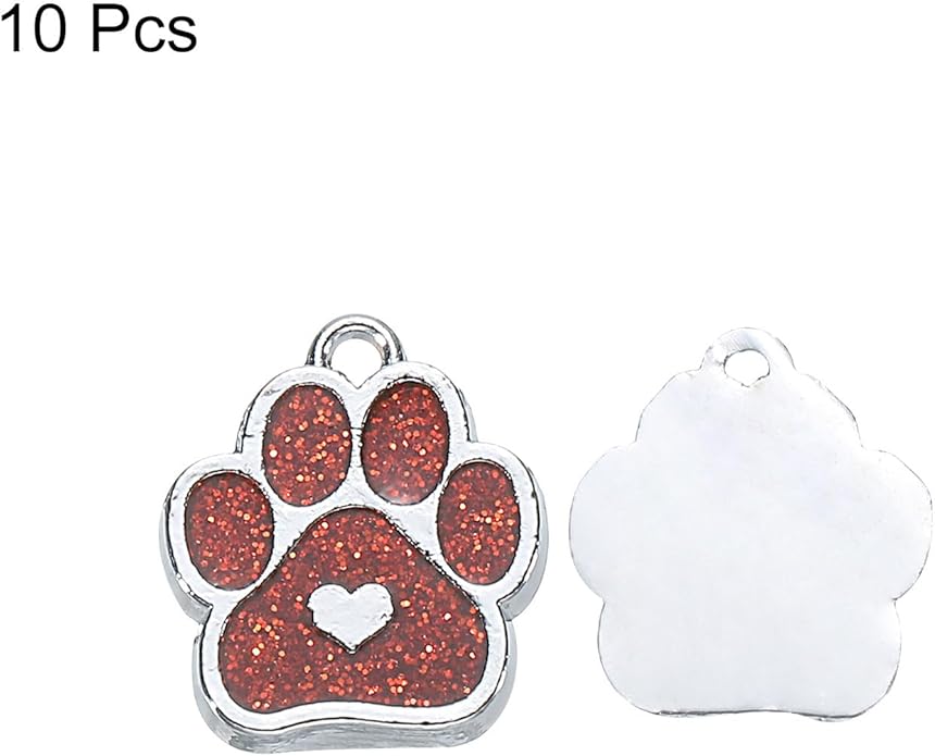 MECCANIXITY Cat Dog Paw Charm Footprint Paw Print Charm Alloy Enamel Pendants for DIY Jewelry Making, Earrings Necklaces Bracelets, Crafts