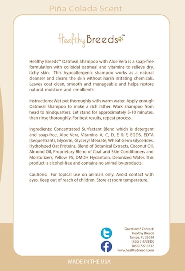Healthy Breeds Shetland Sheepdog Oatmeal Shampoo with Aloe 16 oz (Pack of 2)