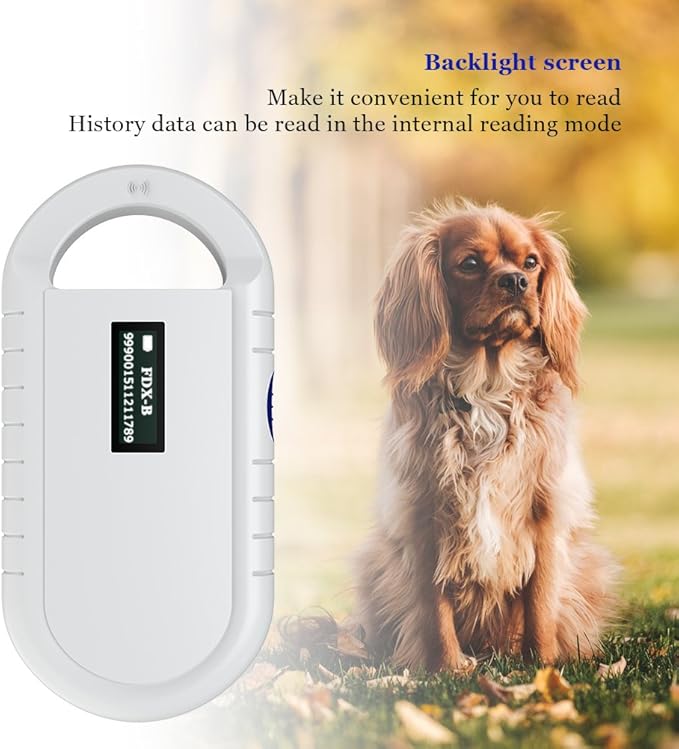 Pet Microchip Scanner, Handheld Animal Chip Reader Portable RFID Reader Supports for ISO 11784/11785, FDX-B and ID64 RFID
