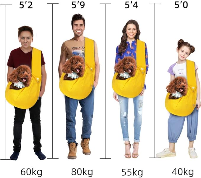 FDJASGY Small Pet Sling Carrier-Hands Free Reversible Pet Papoose Bag Tote Bag with a Pocket Safety Belt Dog Cat for Outdoor Travel Lemon Yellow