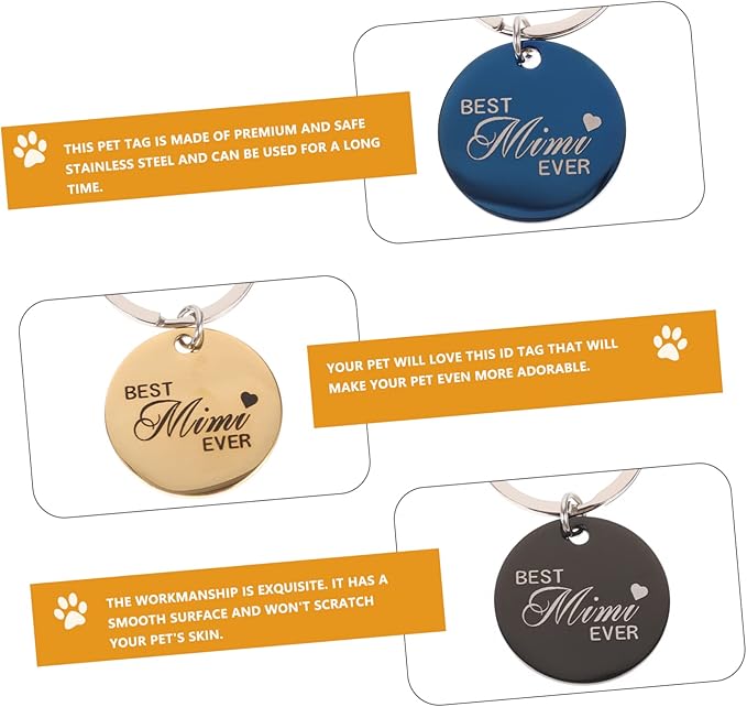 BESPORTBLE 4pcs Pet Id Pet Dog Tag Cat Tags Dog Tags Engraved for Pets Dog Collar Name Plate Blank Engraved Tag Custom Dog Tags for Pets Paw Print Id Tags Claw Nameplate Stainless Steel Metal