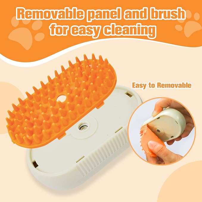 Cat Steam Brush,3 in 1 Dog Steam Brush,Steam Cat Brush,Silicone Massage Grooming Pet Steam Brush for Cats Dogs,Rechargeable Cat Steam Brush for Shedding,Spritz Defur Comb for Cats