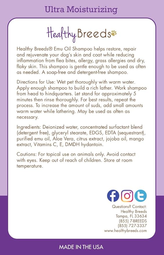 Healthy Breeds Whippet Emu Oil Shampoo 8 oz