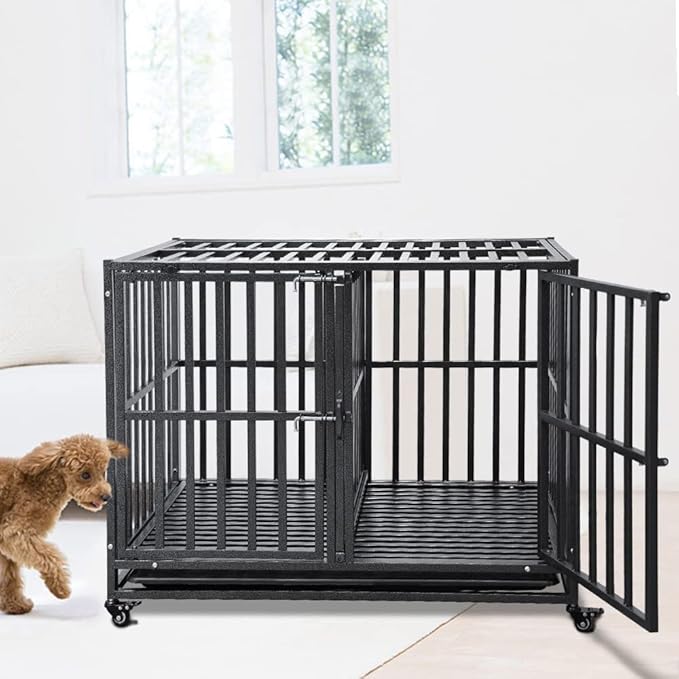 SMONTER Stackable Dog Crates with Divider-Heavy Duty Dog Kennels and Crates for Small Medium and Large Dogs