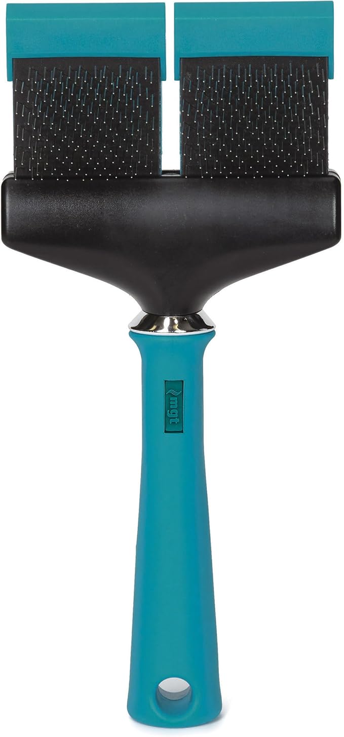 Master Grooming Tools Double-Sided Hard Flexible Slicker Brushes — Versatile Brushes for Grooming Dogs - Green, 8"L x 4"W, Large, Teal