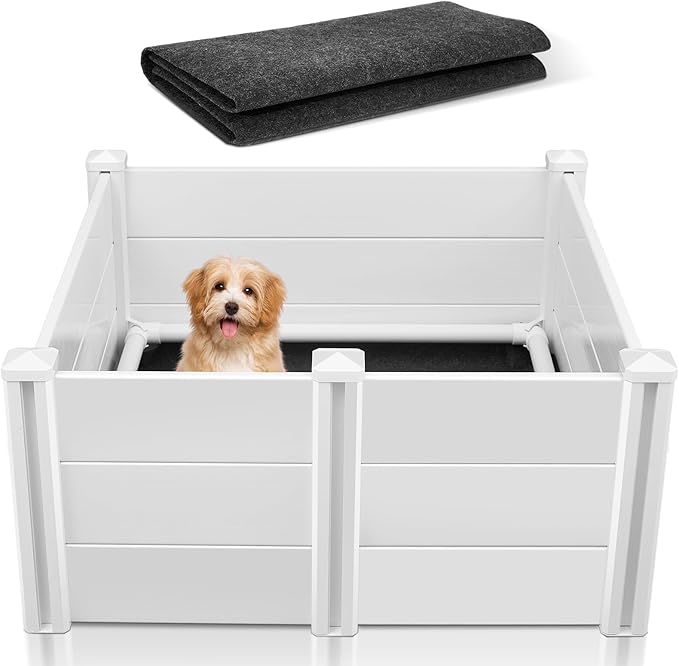 Whelping Box for Dogs and Puppies 48 x 48 x 19 Inch Whelping Pen with Safety Rails and Felt Pad White Puppy Playpen Supplies for Small Medium Large Dogs