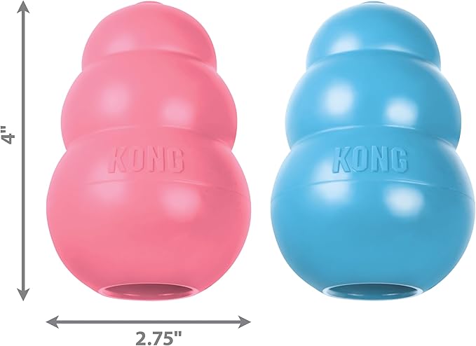 KONG Puppy - Natural Teething Rubber Chew Toy for Dogs - Stuffable Dog Toy for Extended Playtime - Chew & Fetch Toy for Puppies - for Large Puppies - Blue