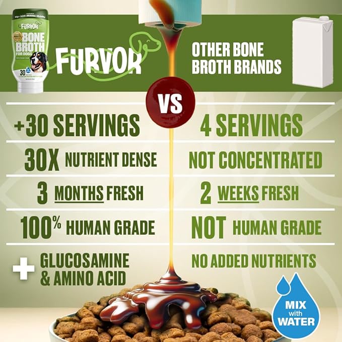 Mobility Support Beef Bone Broth for Dogs | Hip & Joint Support for Dogs | Glucosamine & Amino Acid Boosted | Human Grade Ingredients | Just add Water | Made in USA, 16 oz