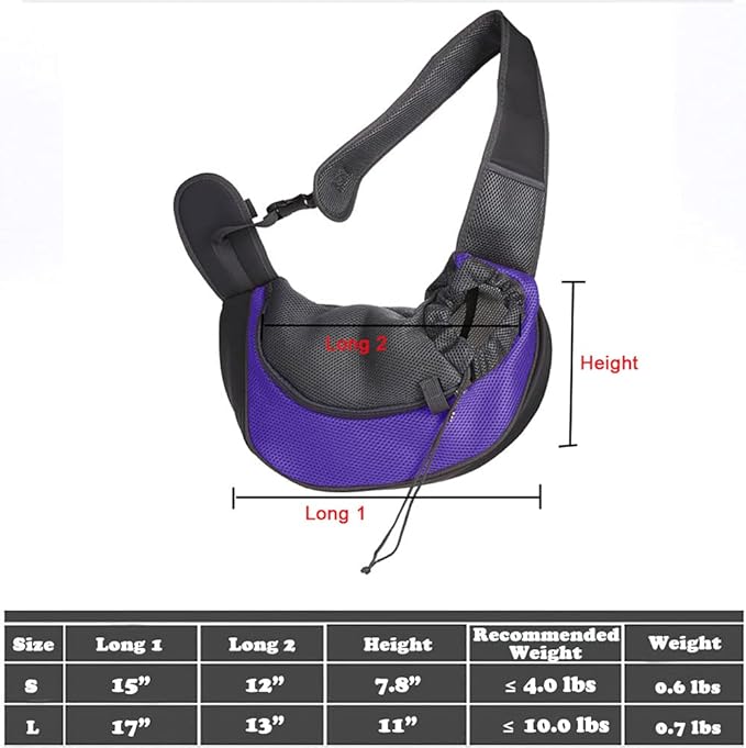 Love Dream Pet Dog Sling Carrier, Breathable Mesh Portable Travel Safe Pet Sling Shoulder Bag Carrier with Adjustable Non-Slip Shoulder Strap for Small Dogs Cats Puppy
