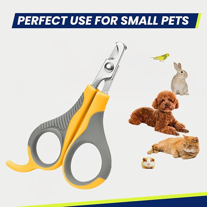 WePet Pet Nail Clippers U07.2, Professional Claw Trimmer, Scissor for Cats, Puppies, Kittens, Hamsters, Rabbits and Small Animals, Sharp, Safe, Small, Grey/Yellow