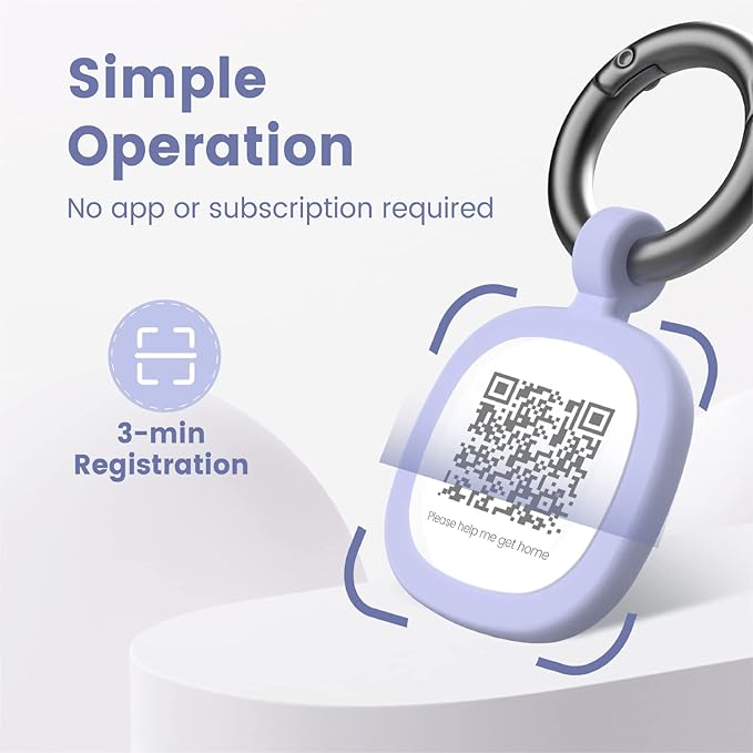 Pawaii QR Code Pet ID Tag, Silent Silicone Dog ID Tag, Modifiable Pet Online Profile, Free Online Pet Page Emergency Contact, Scan QR Receive Instant Pet Location Alert Email, 1Pack (Purple)