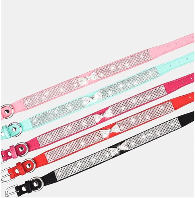 Rhinestone Dog Collar for Female Dogs, Diamond Cat Collars with Jeweled Crystal Sparkling Glitter Girl's Pet Collar Adjustable for Medium Large Dogs Pink, L