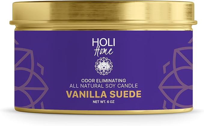 HOLI Pet Odor Eliminator Candle – Vanilla Suede Scent – All Natural Soy Wax, Paraben & Phthalate Free, Pet Safe, Long-Lasting 30-Hour Burn, Non-Toxic & Plastic-Free Air Freshener for Home