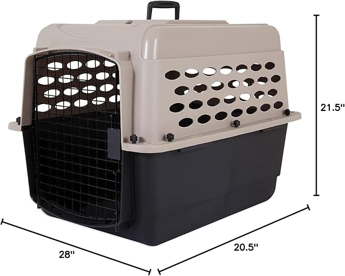 Petmate Vari Dog Kennel - Portable Crate for Pets 20-30 lbs - Airline-Friendly Pet Carrier - Durable Plastic Shell - For Home and Travel - Made in USA - 28 Inches - Taupe and Black