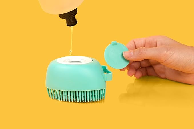 Luxurious Dog Bath Brush Scrubber - Soft Silicone Dog Shampoo Brush Combo for Pet Grooming, Bathing, & Massage Dispensing - Extreme Lather Dog Shower Brush (Green) by Crazy Piper