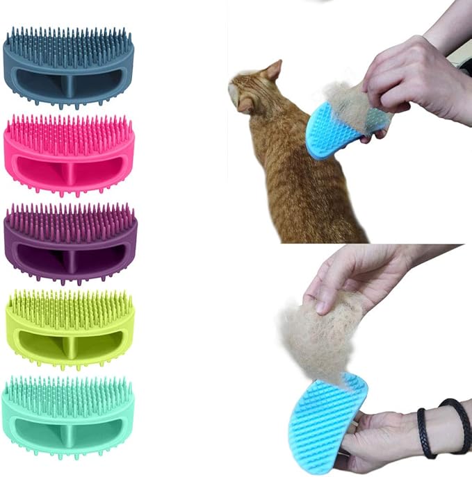 Dog Brush & Cat Brush, Soft Silicone Dog & Cat Grooming Brush, Pet Bath & Massage Brush for Cats and Dogs with Short or Long Hair, Cat Slicker Shedding Hair Brush Purple